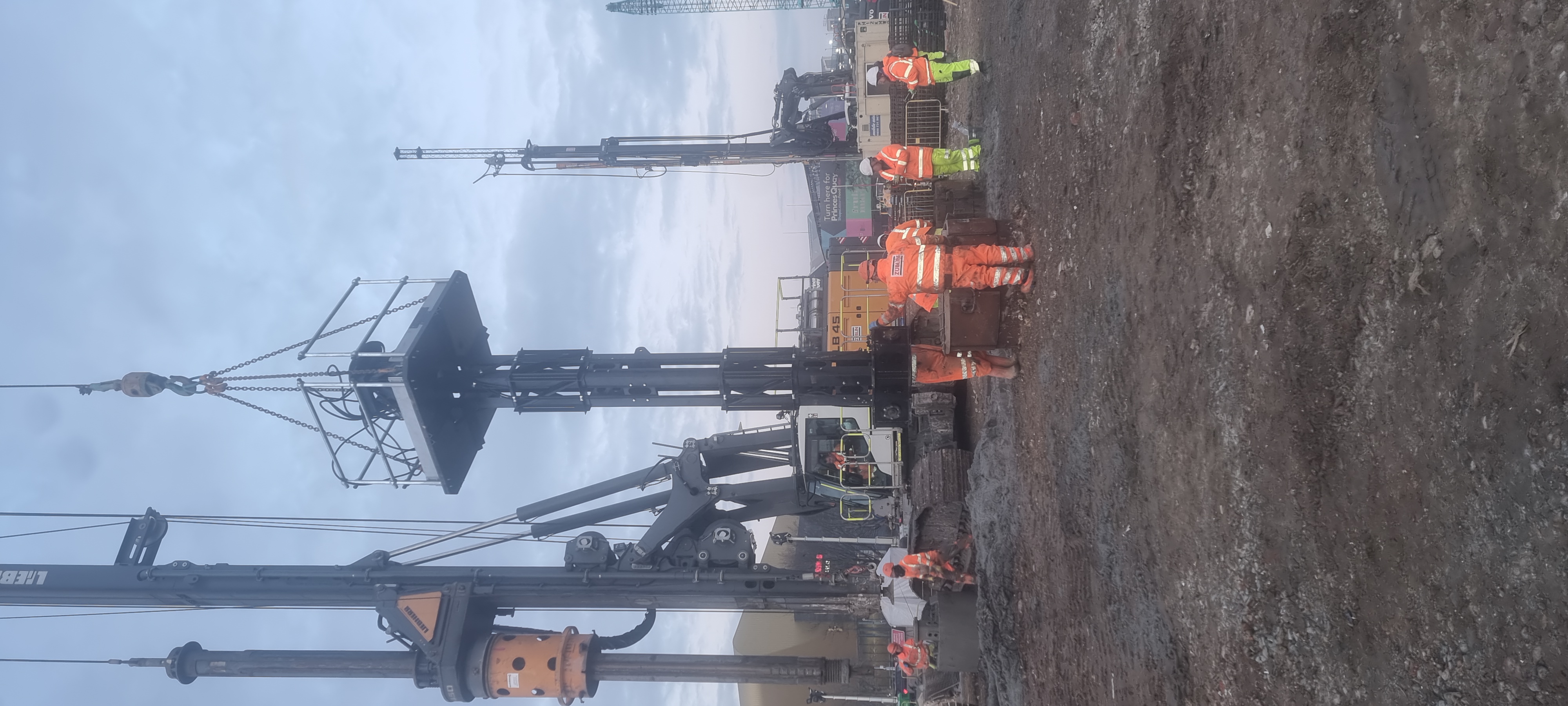 Plunge column guide frame over concrete-filled pile