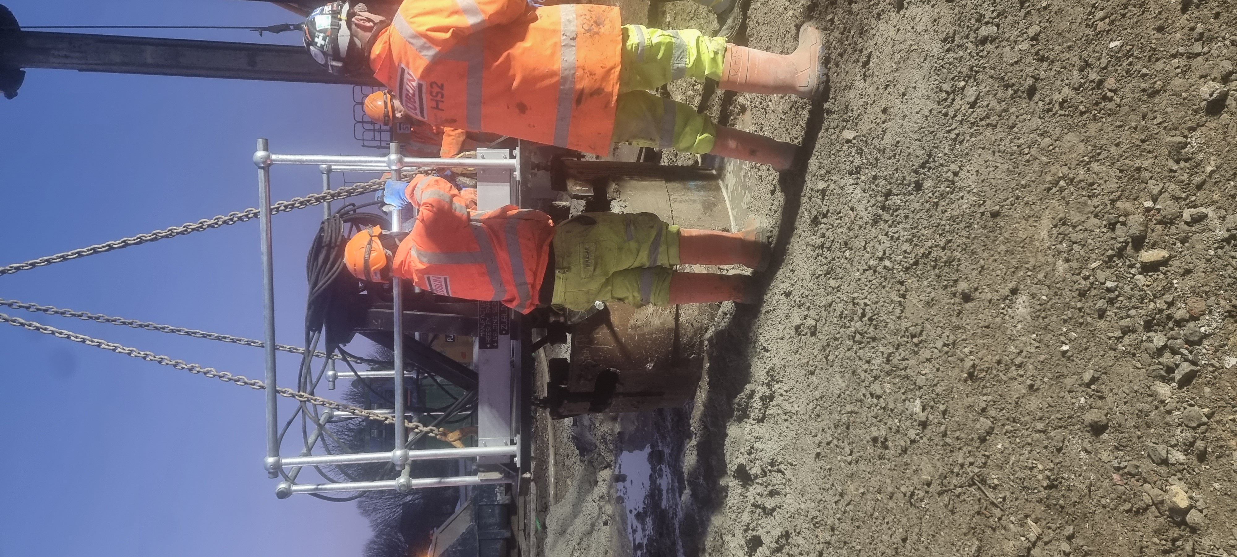 Final plumb check during concrete pour