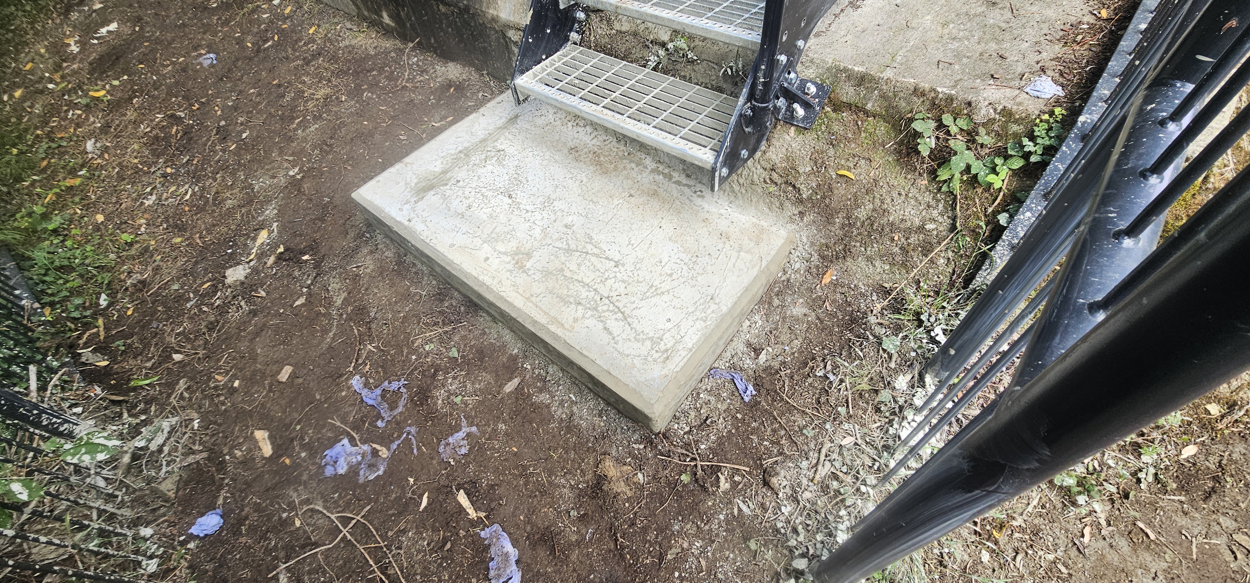 Concrete pad after pour and surface finish