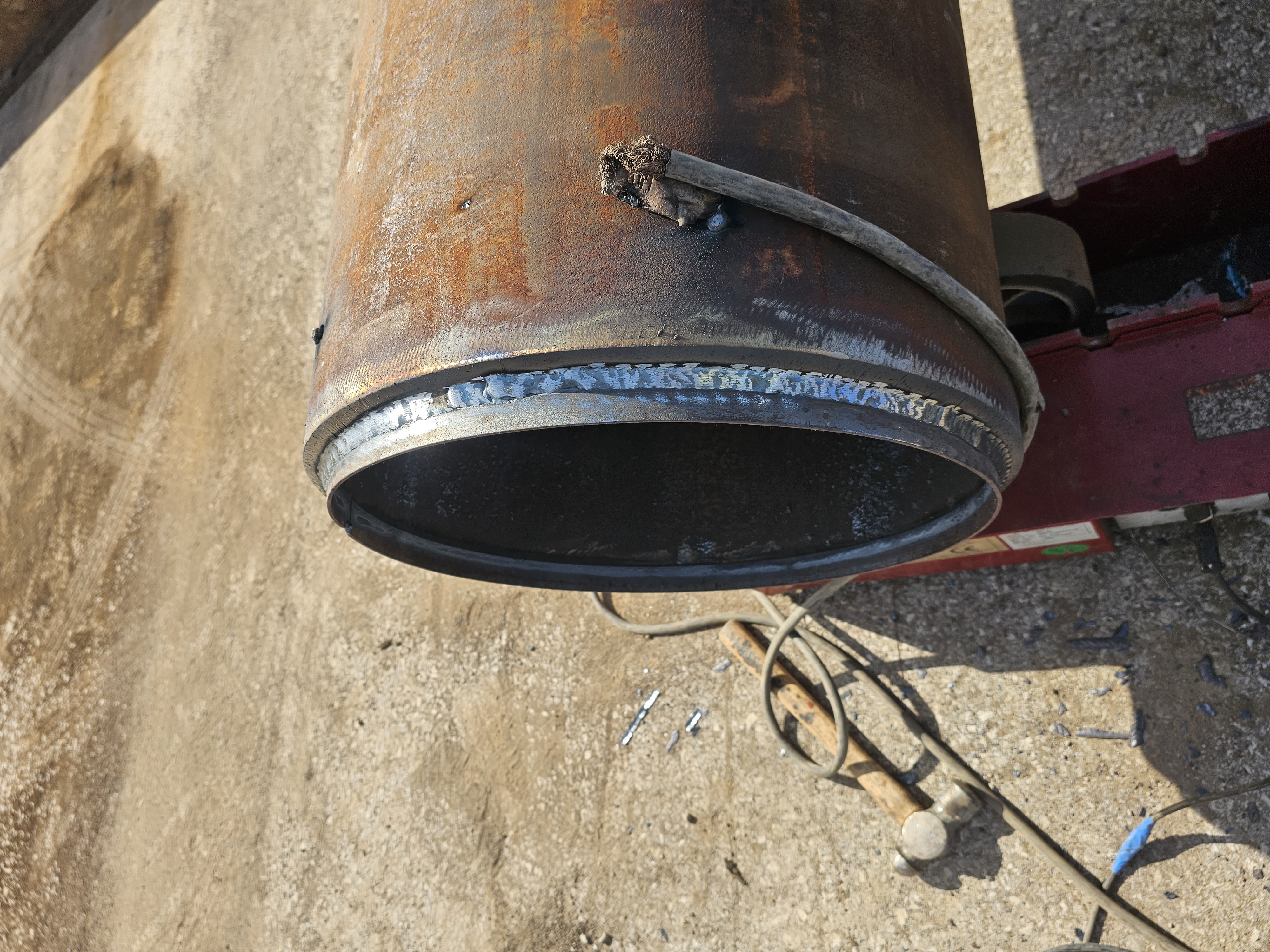 Isle of Skye ferry pier with extension tubes welded onto foundation piles